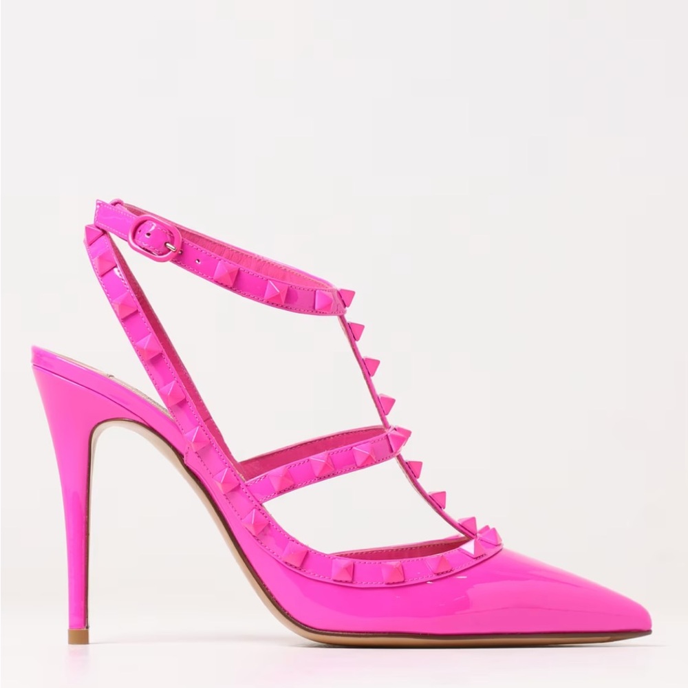 COPY - Barbie hot pink Rockstud Ankle Strap Patent-Leather Pumps - Picture 4 of 10